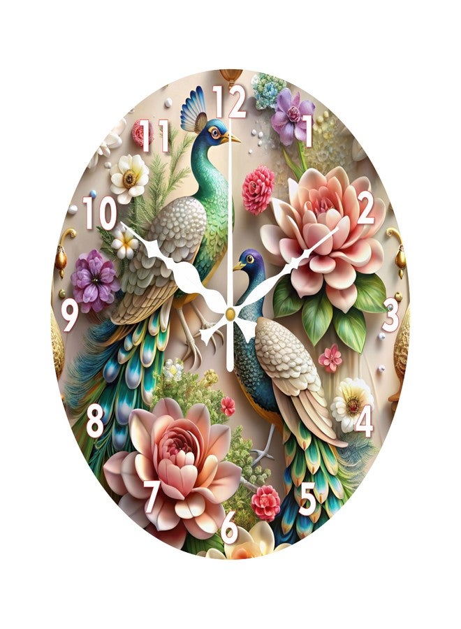Ingo creation Peacock Design Acrylic Printed Wall Clock for Home Living Room Hall Office Stylish (Multicolor || 12x12 Inch) Analog - Image 1